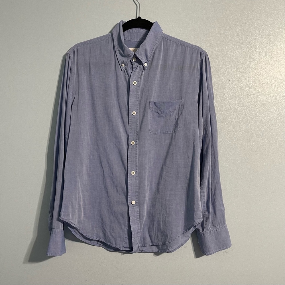 Band of Outsiders Women’s Plain Light Blue Cotton Long Sleeve Shirt Button Up